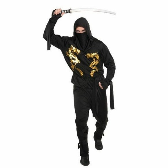Black Dragon Ninja HALLOWEEN Costume Size Adult Standard - Picture 3 of 12